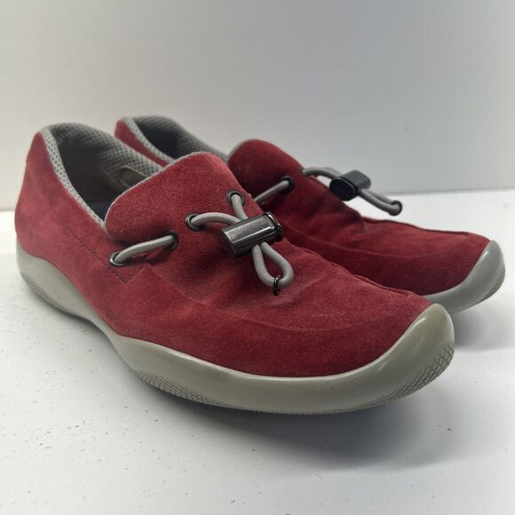 Prada Red Suede Loafers Size 36  (Used Cond) - Picture 2 of 8